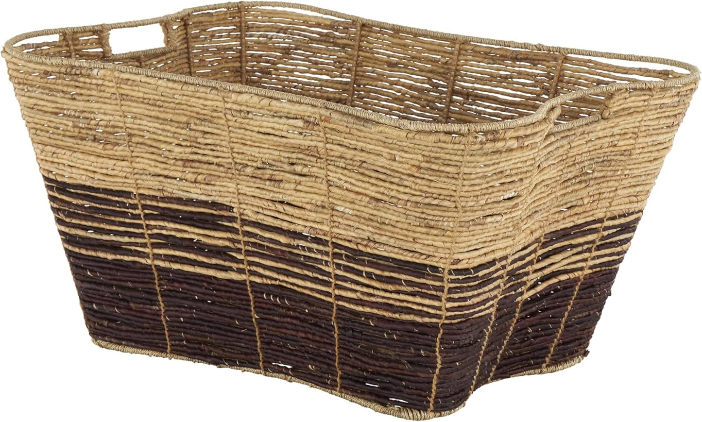 Deco 79 Seagrass Handmade Decorative and Functional Storage Basket Large Woven Basket Organizer with Ring Handles, Basket for Storage 20" x 18" x 19", Brown