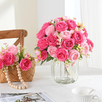 MARTINE MALL 2 Packs Peonies Artificial Flowers, Light Pink Artificial Peonies, Silk Peonies Flowers Fake Peonies Artificial Flowers Peonies Bouquet for Centerpiece Table Wedding Party Home Decor