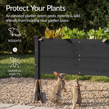 Best Choice Products 72x24x30in Raised Garden Bed, Elevated Wood Planter Box Stand for Backyard, Patio, Balcony w/Divider Panel, 6 Legs, 300lb Capacity - Natural