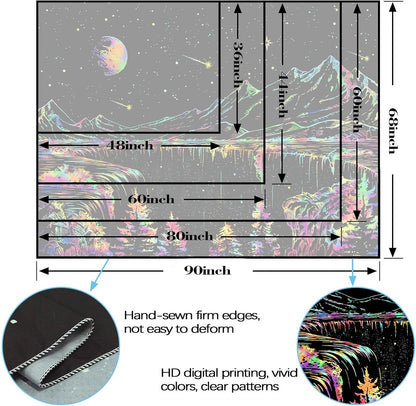 Zussun Black and White Tapestry Starry Night Mountain Tapestries for Bedroom Aesthetic Moon and Stars Tapastry's Wall Hanging Dark Nature Forest Wall Tapestry for Living Room Dorm (48'' × 36'')