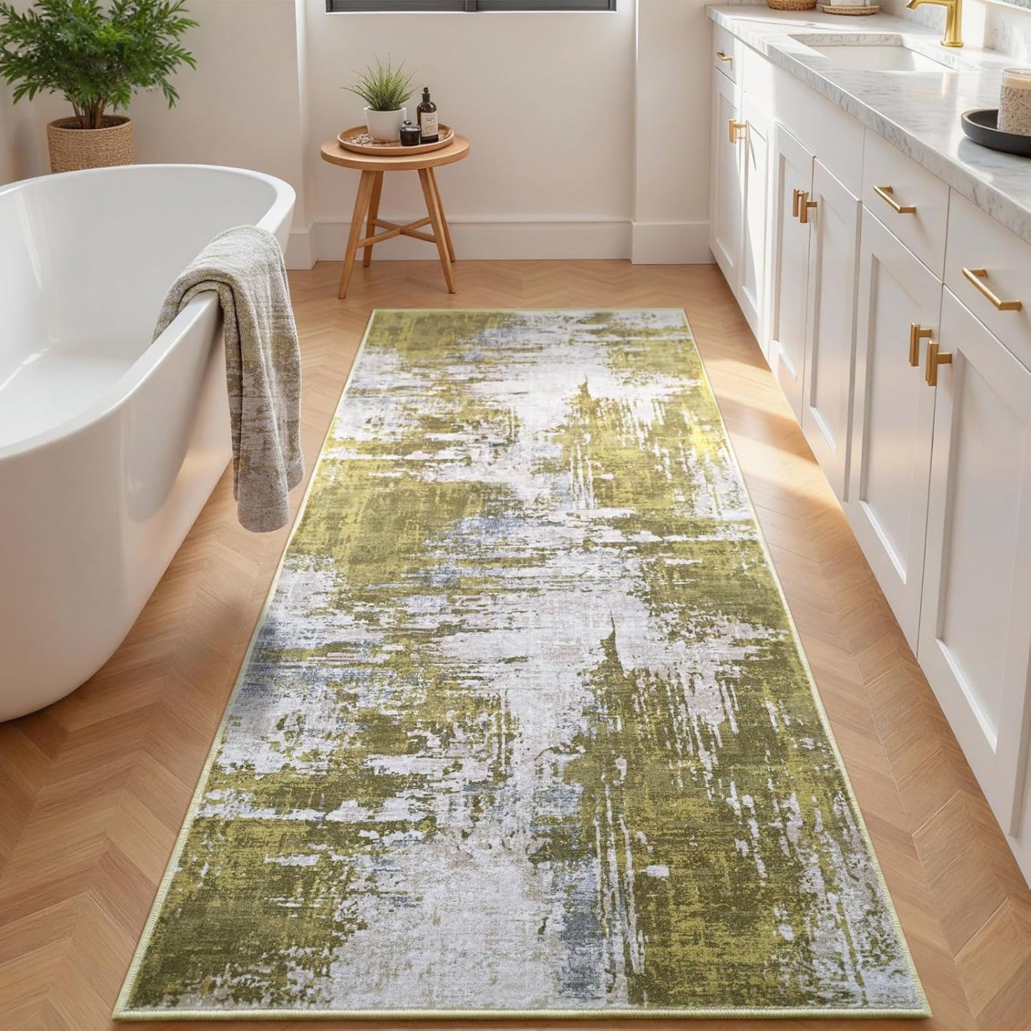 Ompaa 2x6 Rug Runners for Hallways Kitchen Runner Rug Non Slip Washable Grey Long Runner Rugs with Rubber Backing Soft Abstract Carpet Runner for Hallways, Kitchen, Bedroom, Bathroom, Entryway - Colors B