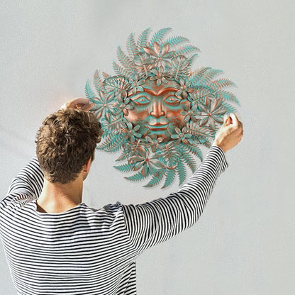 Large Metal Sun Wall Decor Outdoor, 27 Inch Sun and Moon Decor Metal Wall Art, 3D Sun Wall Decor for Patio Garden Yard Fence Bedroom Living Room Decoration