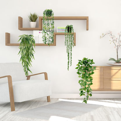 Sggvecsy Fake Hanging Plants 6 Pack Artificial Hanging Eucalyptus Plants Potted Greenery Faux Mandala Vine String of Pearls Boston Fern Ivy Vine Leaves Pea Pod for Home Indoor Outdoor Shelf Wall Decor