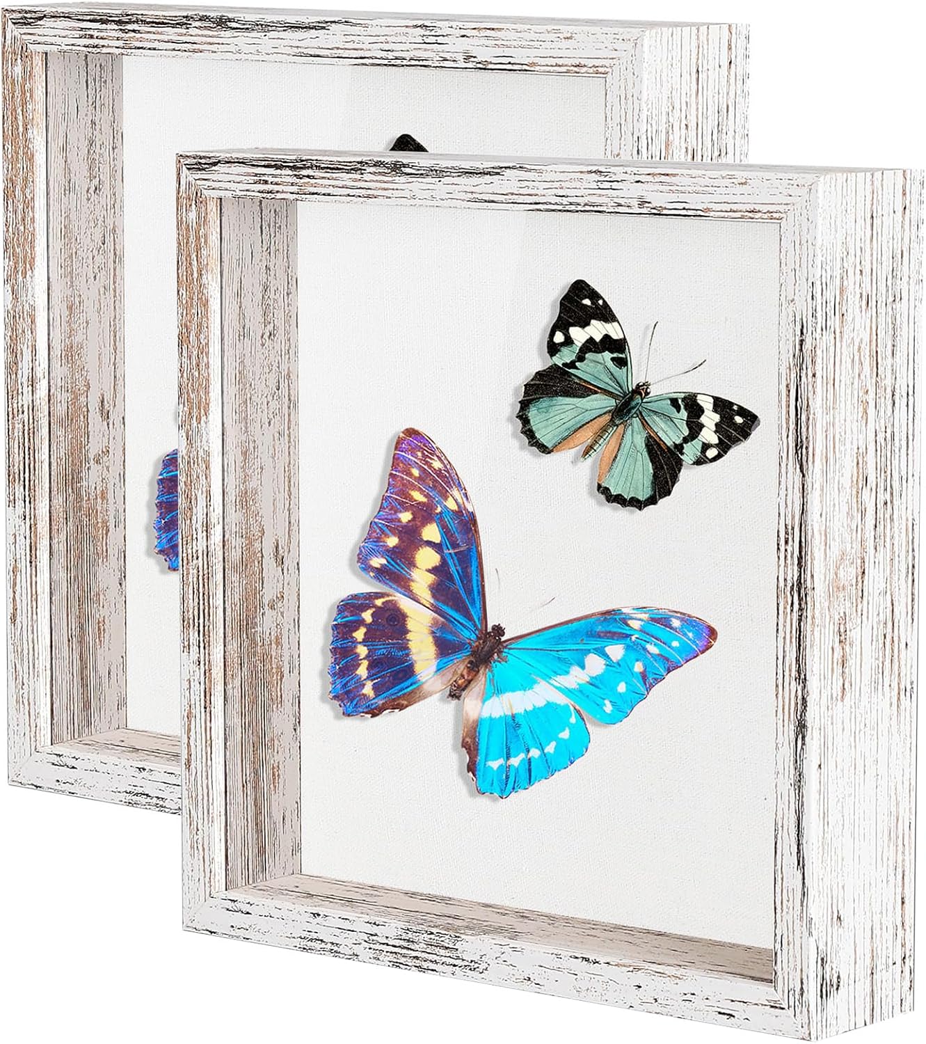 Califortree 8x8 Shadow Box Frame with Soft Linen Back - Push Pins Included, Memory Box Display Case for Flower, Tickets and 3D Items, Black