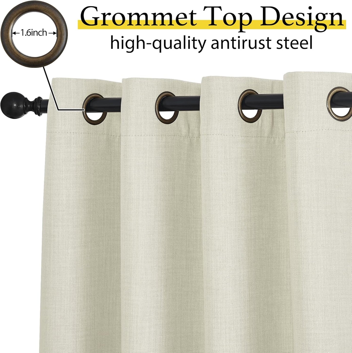 NICETOWN Halloween Pitch Black Solid Thermal Insulated Grommet Blackout Curtains/Drapes for Bedroom Window (2 Panels, 42 inches Wide by 63 inches Long, Black) - Colors D