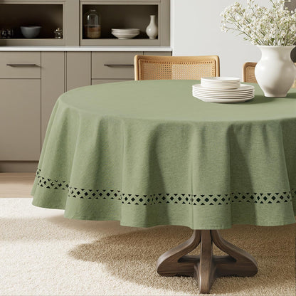 MIULEE Beige Rectangle Linen Polyester Tablecloth with Decorative Cutouts Spring Waterproof Stain Resistant & Shrink-Proof Table Cloth 52x70 inch Farmhouse Style for Dining Wedding and Outdoor