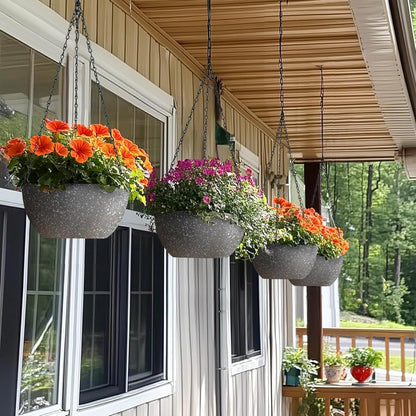 T4U Hanging Planters for Indoor Plants, 10 Inch Hanging Planter Outdoor 2 Pack, Hanging Basket with Drainage Holes, Hanging Plant Holder Indoor, Flower Pots, Plant Pots for Garden, Grey