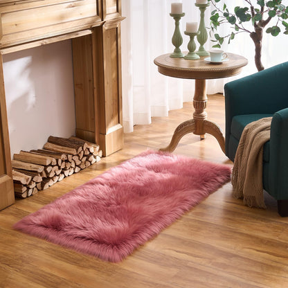 EasyJoy Ultra Soft Fluffy/Fuzzy Shaggy Area Rug Faux Fur Chair Cover Seat Pad for Bedroom Floor Sofa Living Room (2 x 6 ft Sheepskin, Beige)