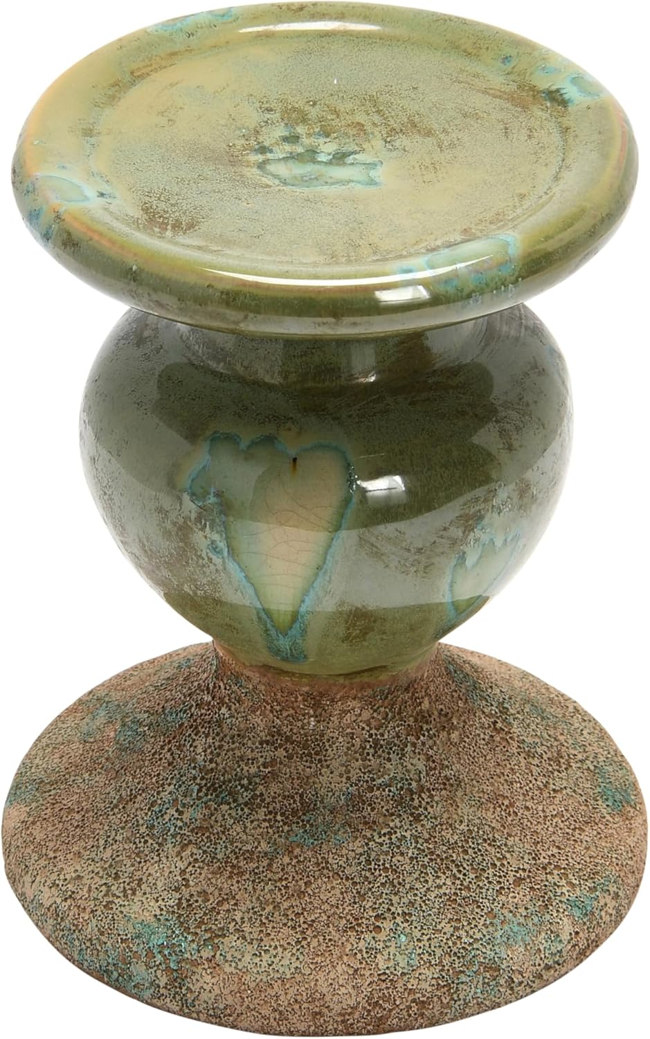 Creative Co-Op Small Distressed Blue Terracotta Pillar Candle Holder
