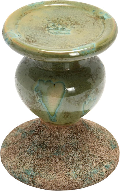 Creative Co-Op Small Distressed Blue Terracotta Pillar Candle Holder
