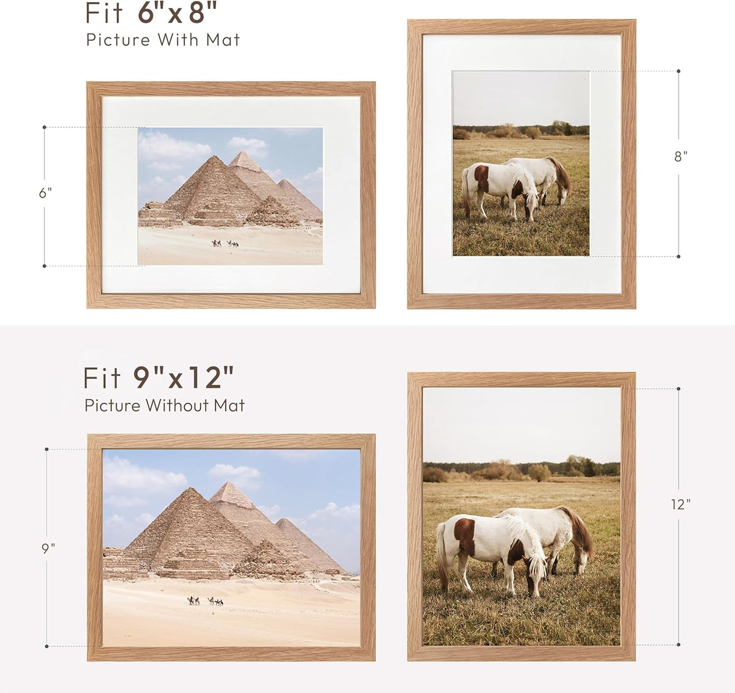 5x7 Picture Frame, Solid Oak Wood 5 x 7 Photo Frame with Mat to 4x6, 7x5 Picture Frames for Wall and Tabletop Display, (Walnut Set of 1)
