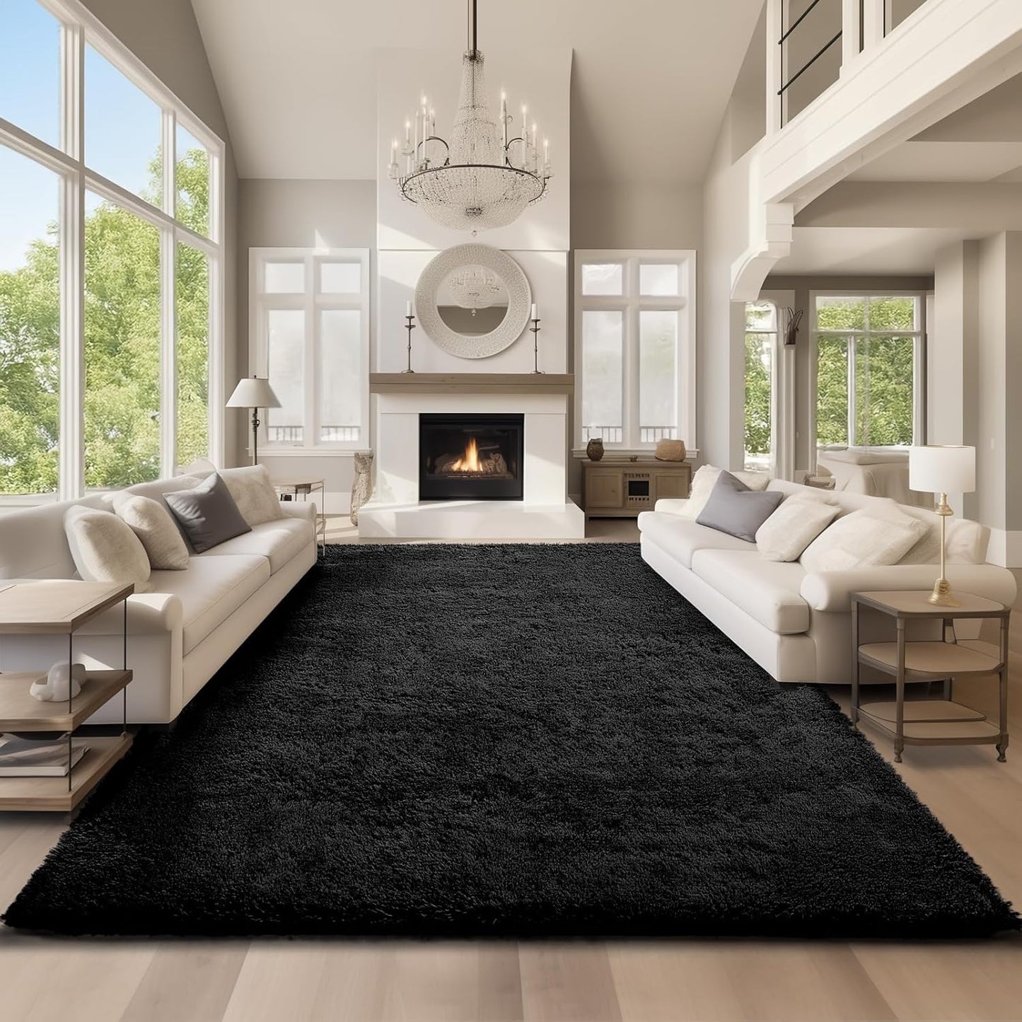Ophanie Round Rugs 5Ft Ivory Circle Area Rug, Nursery Room Decor, Christmas Aesthetic Bedroom Home Circular Carpet 5 Foot, Fluffy Fuzzy Shag Plush Cream Living Room Rugs for Kids Boys Girls Teen Baby