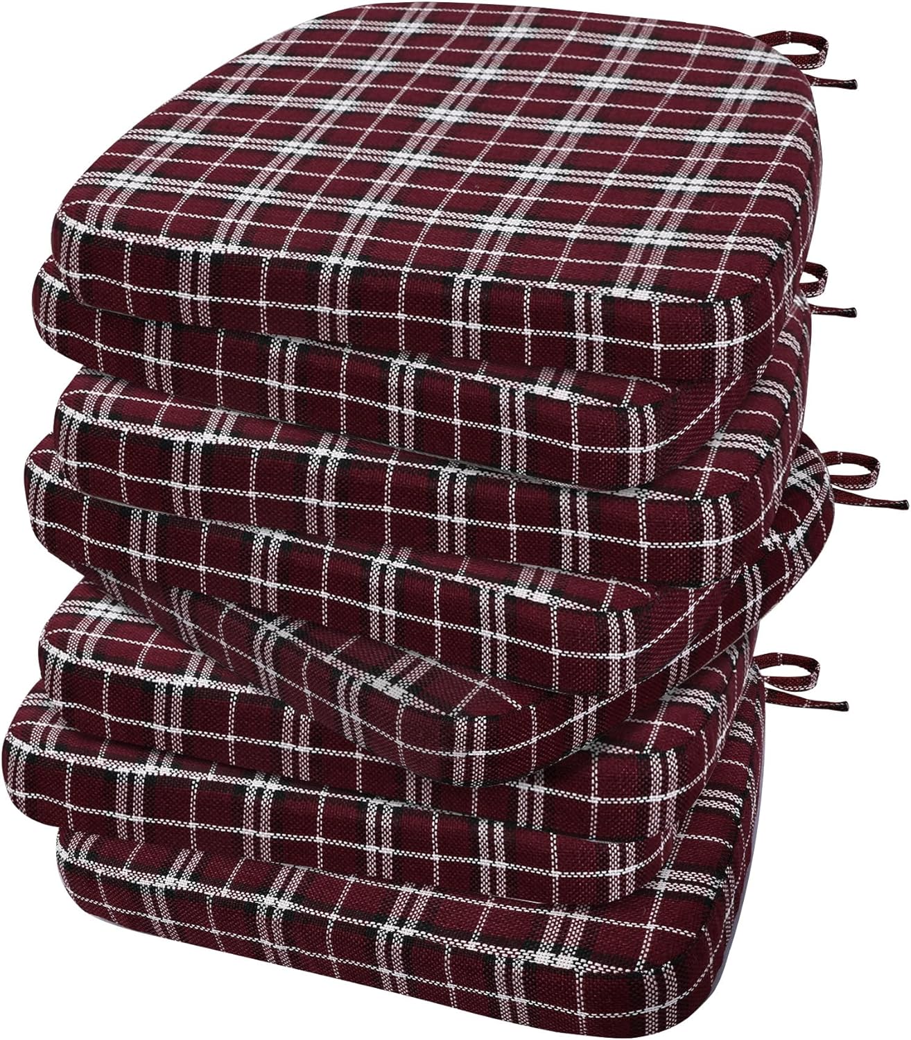 AAAAAcessories D-Shaped Chair Cushions, 2" Thick Dining Chair Pads with Ties and Removable, Machine-Washable Cover, 17" x 16", Set of 4, Oatmeal Beige - Colors A