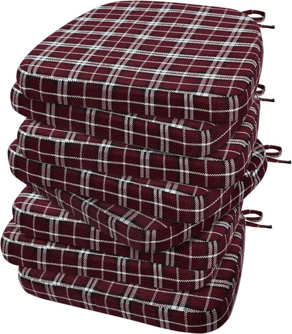 AAAAAcessories D-Shaped Chair Cushions, 2" Thick Dining Chair Pads with Ties and Removable, Machine-Washable Cover, 17" x 16", Set of 4, Oatmeal Beige - Colors A