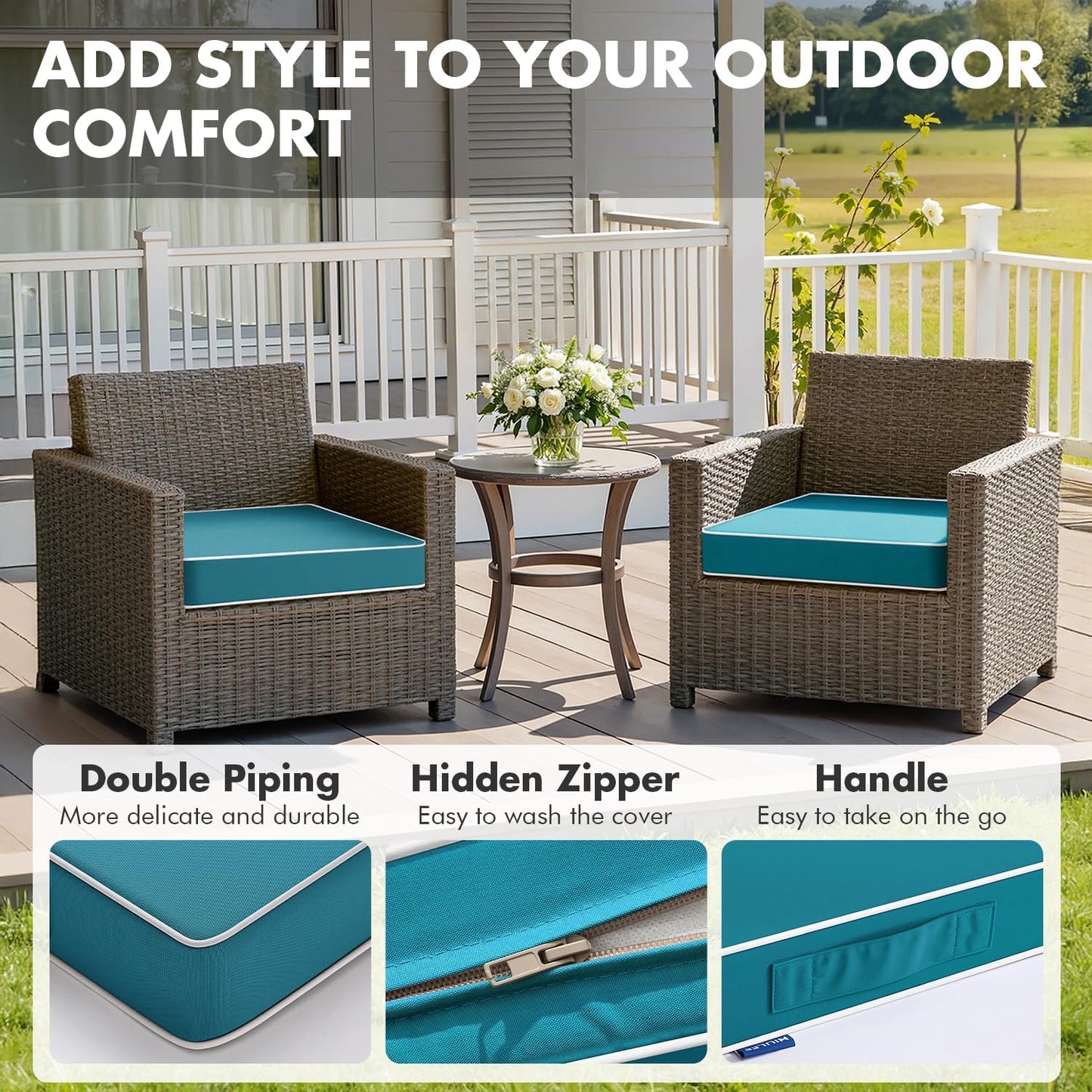 MIULEE Navy Blue 48 x 18 x 3 Outdoor Bench Cushion Waterproof Patio Chair Cushion with Adjustable Straps Set of 1 for Swing Patio Furniture 3-Year Color Fastness Garden Sofa Couch