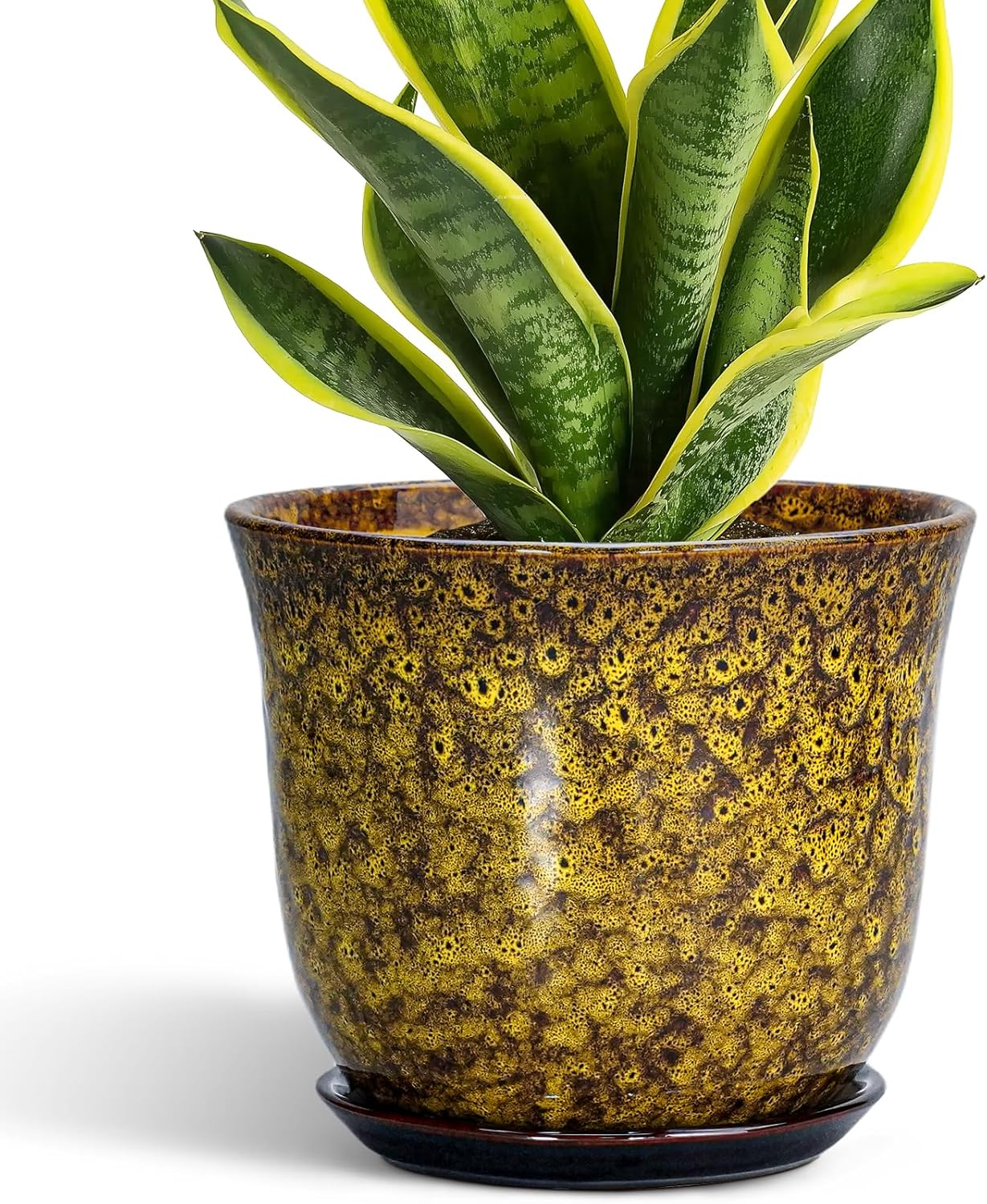 Ceramic Plant Pots - 12 Inch Pots for Plants Indoor Outdoor, Large Round Planter with Drainage Hole and Saucer, Modern Decorative Flower Pot, Home Garden Decor, House Warming Gifts, Blue