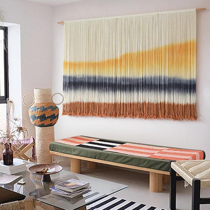 Flber Macrame Wall Hanging Macrame Wall Decor Large-Scale Tie-Dye Tapestry Living Home Room Wall Decor 57" Wx 35" L