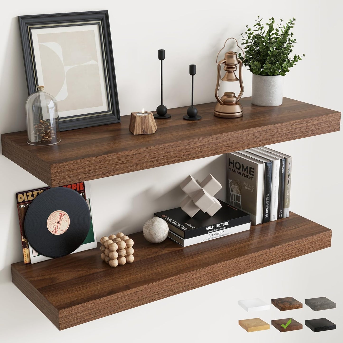 72 Inch Long Floating Shelves for Wall Set of 2, 12"D Wood Grain Bathroom Shelves with Invisible Brackets, Easy Install Engineered Wood Storage Shelves for Kitchen, Living Room, Bedroom, Black Finish