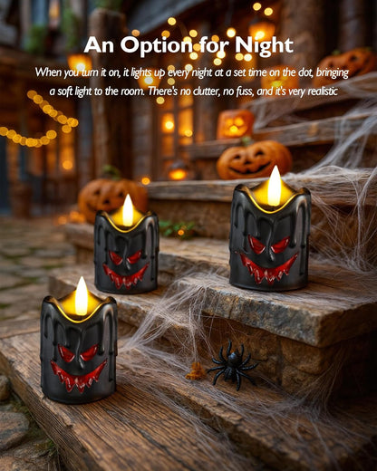 Homemory Flameless Votive Candles with Timer, 2" x 2" Real Wax, 400+Hour Realistic Black Wick Battery Operated Candles, Set of 6 for Wedding, Party and Holiday Decoration (Battery Included)
