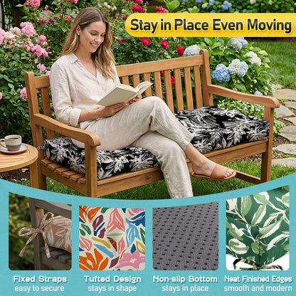 Outdoor Bench Cushion, Tufted Patio Seat Pad for Garden Bench, Porch Swing, Indoor/Outoor Furniture (Blue, 48X18X4 inch)