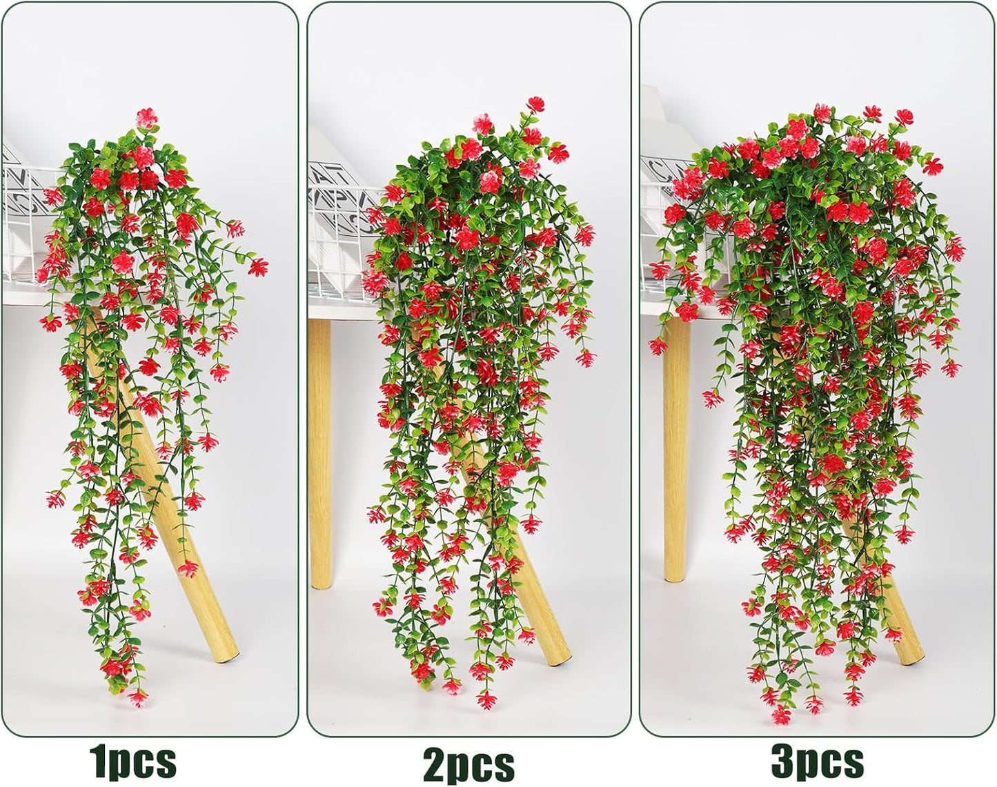 RECUTMS Artificial Hanging Plants Fake Hanging Plant Faux Eucalyptus Leaf Greenery Vine Outdoor UV Resistant Plastic Plants Home Garden Wedding Party Indoor Outdoor Decorations(White)