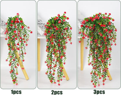 RECUTMS Artificial Hanging Plants Fake Hanging Plant Faux Eucalyptus Leaf Greenery Vine Outdoor UV Resistant Plastic Plants Home Garden Wedding Party Indoor Outdoor Decorations(White)