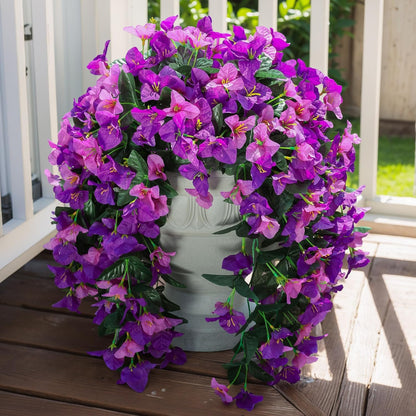 Faux Bougainvillea Artificial Flowers Plants for Outdoor Outside Decoration, 2 PCS Red Fake Flowers UV Resistant Look Real Silk Long Trailing Vines for Front Door Porch Planter Urn Patio Garden Yard