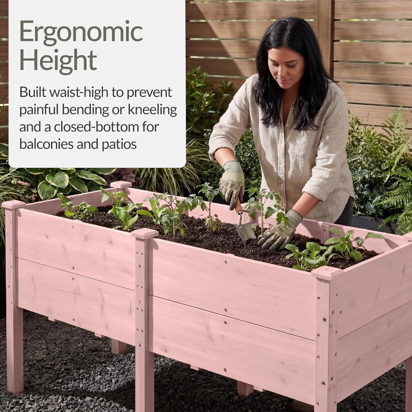 Best Choice Products 72x24x30in Raised Garden Bed, Elevated Wood Planter Box Stand for Backyard, Patio, Balcony w/Divider Panel, 6 Legs, 300lb Capacity - Natural