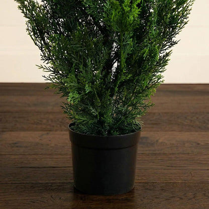 Nearly Natural 4ft Faux Cedar Tree with Nursery Planter - UV Resistant Artificial Pine with 1,000 Lifelike Tips for Outdoor Front Porch, Patio, and Entryway