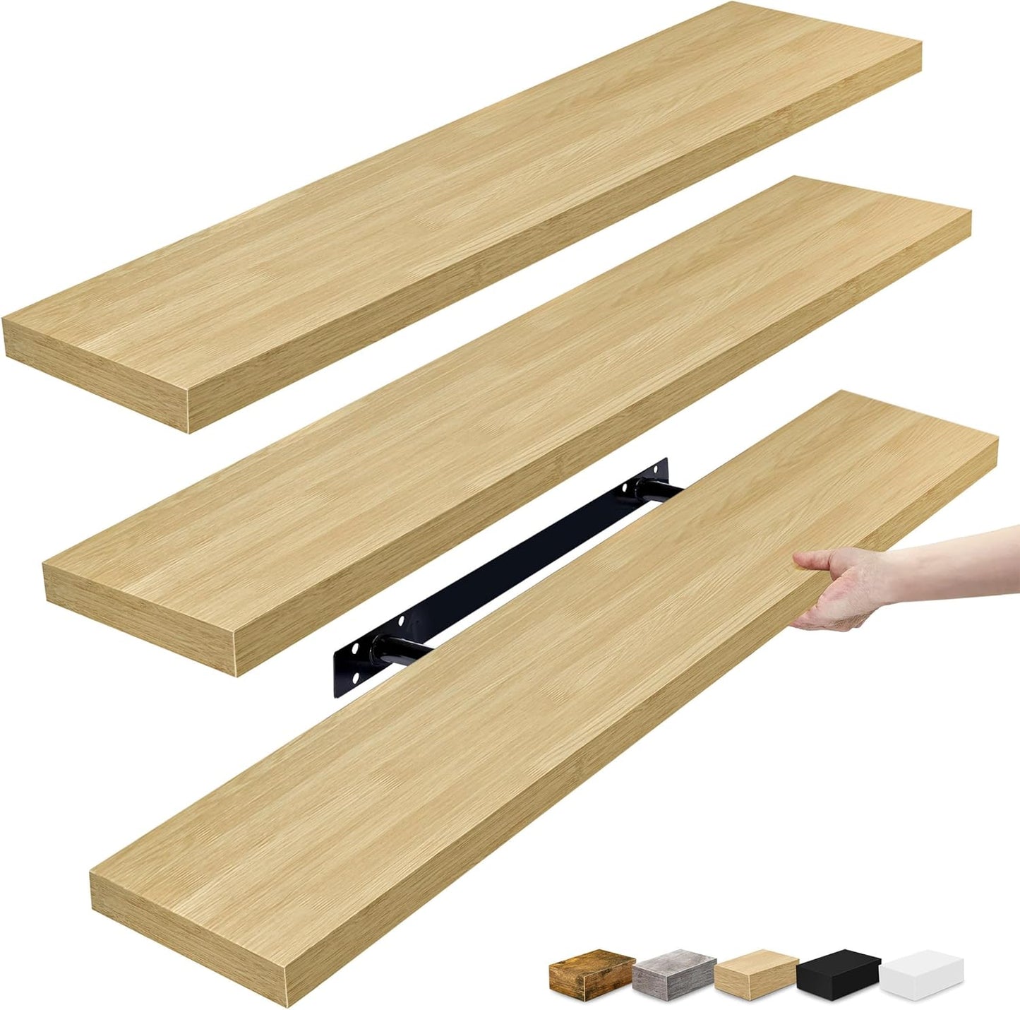 Sorbus Floating Shelves for Wall - 48 Inch Long Bathroom Shelves, Wall Decor for Bedroom, Kitchen, Living Room & Book Storage - Mounted Floating Shelf with Invisible Brackets (Maple Wood, 2 Pack)