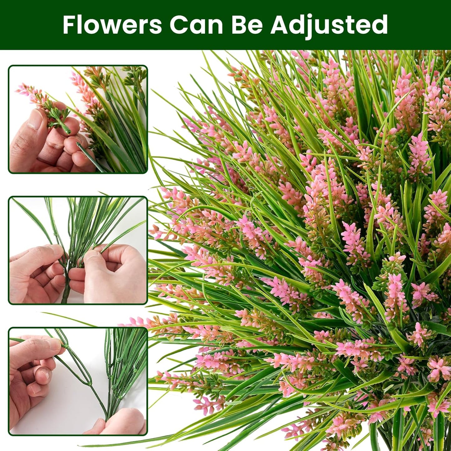 20 Bundles Artificial Plants Outdoor, UV Resistant Fake Flowers， Realistic Faux Lavender Shrubs for Porch Garden Window Box Home Decoration (Purple)