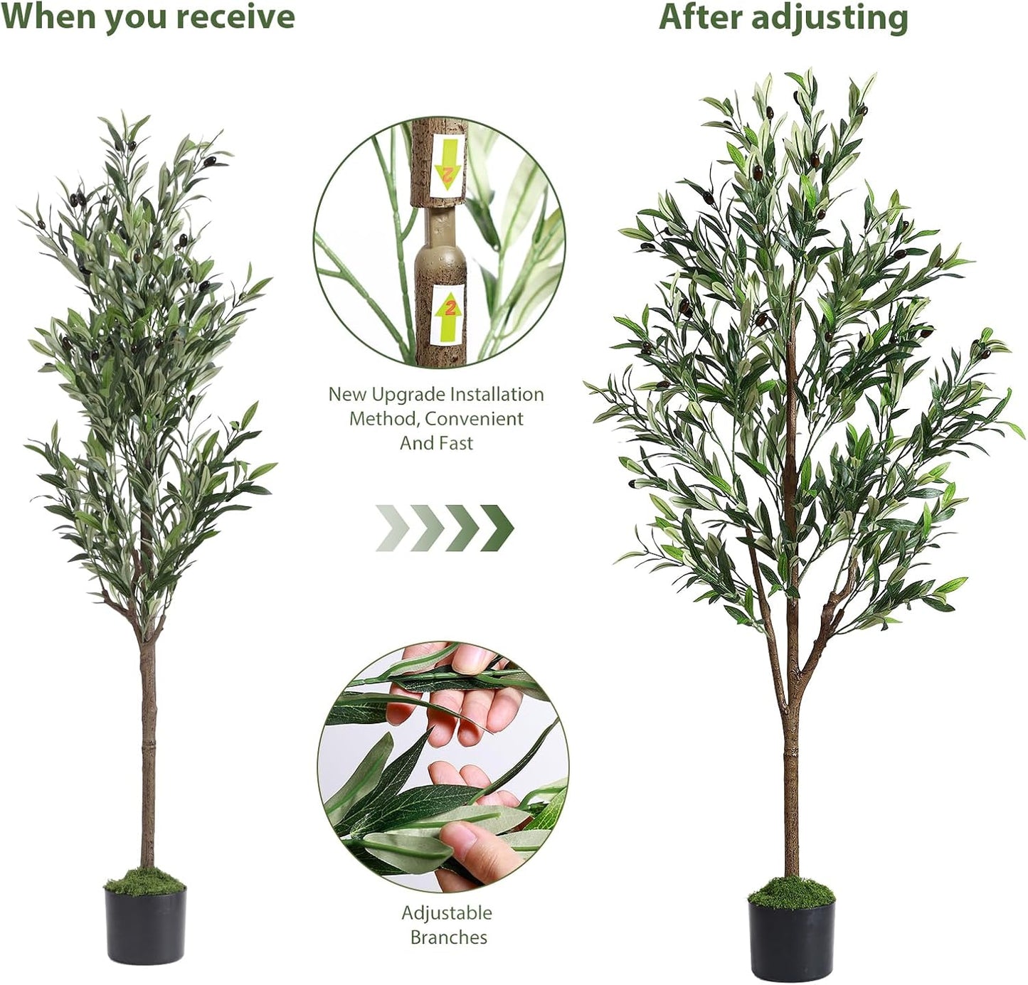 Alupssuc Olive Trees Artificial Indoor, 6FT Tall Faux Olive Tree with White Planter, Artificial Plants with Lifelike Fruits and Realistic Leaves for Modern Home Office Living Room Decor