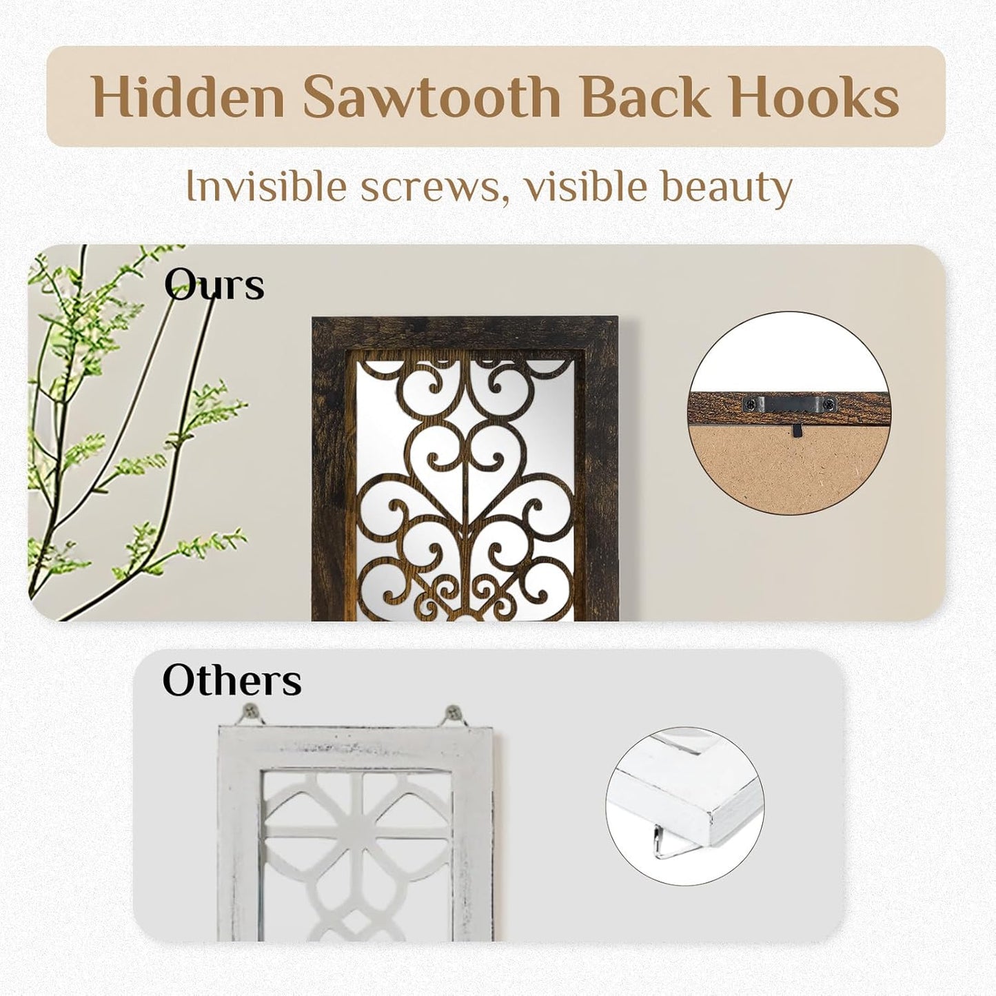 Farmhouse Wall Candle Holder Decor: Rustic Candle Sconces Set of Two for Pillar Candles - Brown Wooden Shelving for Fireplace Bathroom Hallway