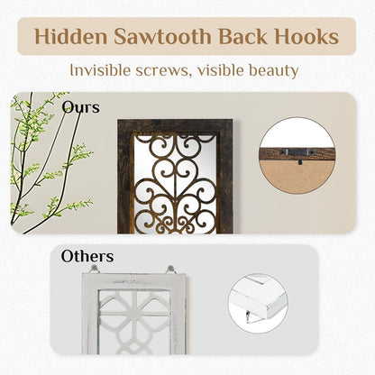 Farmhouse Wall Candle Holder Decor: Rustic Candle Sconces Set of Two for Pillar Candles - Brown Wooden Shelving for Fireplace Bathroom Hallway