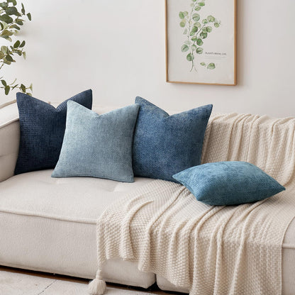 MIULEE Pack of 2 Couch Throw Pillow Covers 18x18 Inch Neutral Beige Modern Boho Accent Decorative Pillow Covers Soft Chenille Farmhouse Cushion Covers for Home Decor Bed Sofa Living Room