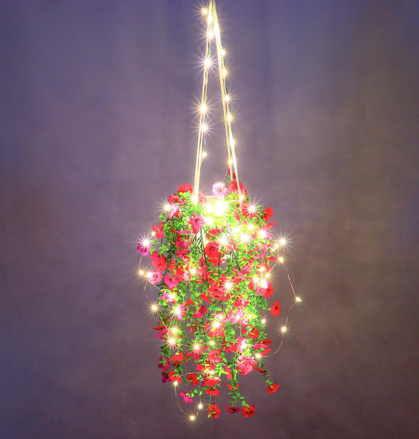 Comtelek Fake Hanging Plants with Lights Artificial Plants for Home Decor Macrame Plant Hanger with Fake Vines Faux Hanging Planter for Wall Ceiling Bedroom Bathroom Kitchen Office Boho Decor Indoor