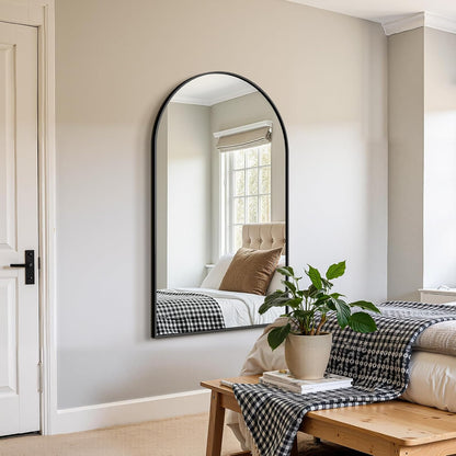 FICTOR Bathroom Mirror for Wall, Arched Vanity Bathroom Mirror for Over Sink, Metal Framed with HD Shatter-Proof Glass for Entryway, Living Room,Bedroom(2 Pack 24” x 36”, Black)