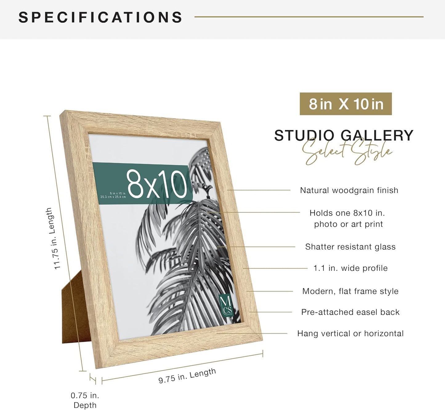 MCS Studio Gallery 16x24 Poster Frame Black Woodgrain Engineered Wood, Vertical & Horizontal Wall Hanging Large Picture Frame for Photos, Posters & Art Prints (1-Pack)