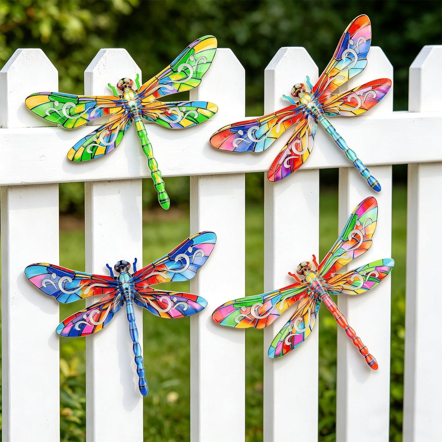 SUNREEK Metal Dragonfly Wall Decor, 9 Inches Dragonfly Outdoor Wall Art for Fence Garden Yard Patio Decorations