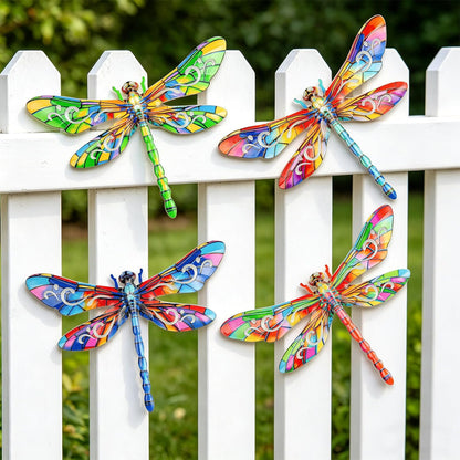 SUNREEK Metal Dragonfly Wall Decor, 9 Inches Dragonfly Outdoor Wall Art for Fence Garden Yard Patio Decorations