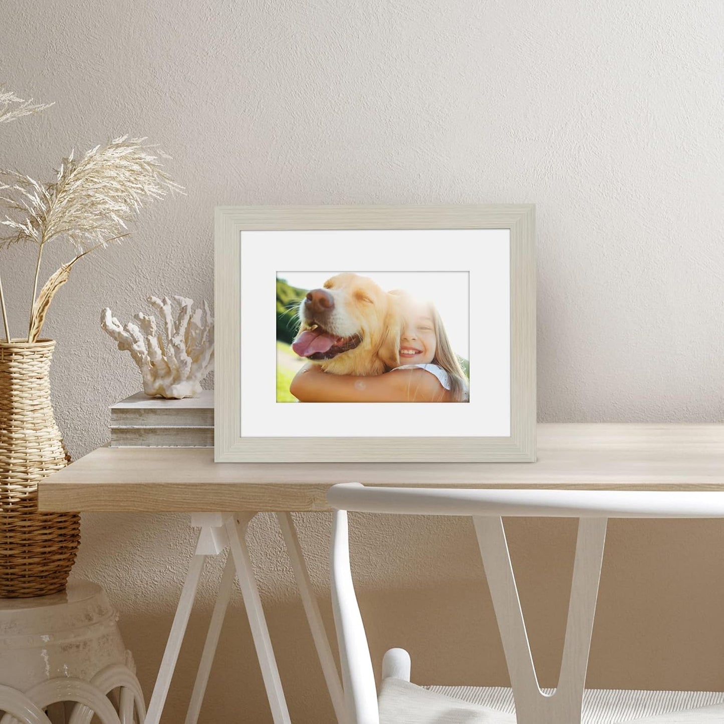 Americanflat 8x10 Picture Frame with Shatter-Resistant Glass - Use as 5x7 Frame with Mat or Display 8x10 Photo Without Mat - Signature Collection - Picture Frames for Tabletop and Wall Display - Black