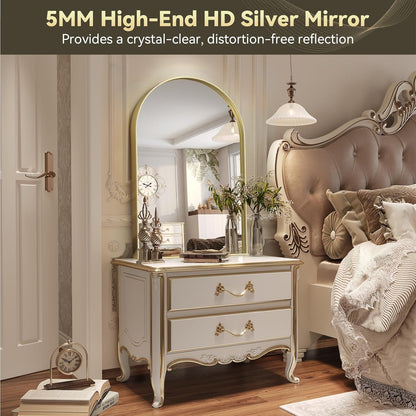 Brightify Arched Mirror, Arched Wall Mirror, 24 x 32 Inch Silver Arch Mirror, Metal Frame Silver Bathroom Mirror, Arched Top Bathroom Vanity Mirror for Living Room Bedroom Mantel Entryway Hallways