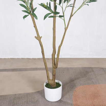Artificial Olive Tree with White Pot,6FT high, Fake Tree containing 1440 Dense Leaves and 80 Highly Simulated Olive Fruits, Suitable for Home Office Living Room Floor Decoration