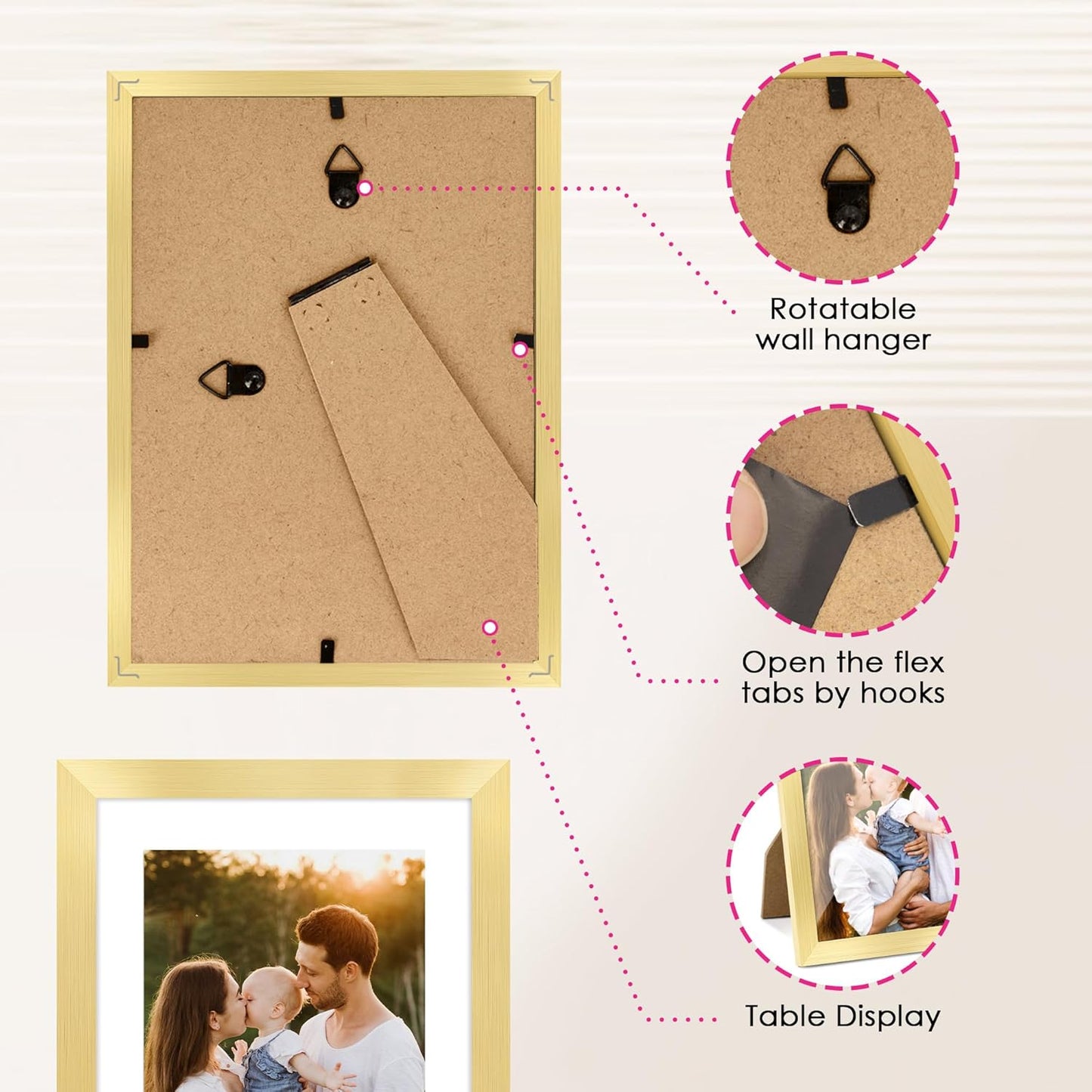 FIXSMITH 10 Pack Picture Frames Collage Wall Decor for Mounting or Tabletop Display, Gallery Wall Frame Set with Two 8x10 Black Frames, Four 5x7 Frames and Four 4x6 Frames, Multi-Pack Photo Frame Set
