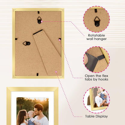 FIXSMITH 10 Pack Picture Frames Collage Wall Decor for Mounting or Tabletop Display, Gallery Wall Frame Set with Two 8x10 Black Frames, Four 5x7 Frames and Four 4x6 Frames, Multi-Pack Photo Frame Set