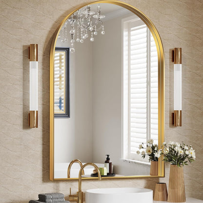 Brightify Arched Mirror, Arched Wall Mirror, 24 x 32 Inch Silver Arch Mirror, Metal Frame Silver Bathroom Mirror, Arched Top Bathroom Vanity Mirror for Living Room Bedroom Mantel Entryway Hallways