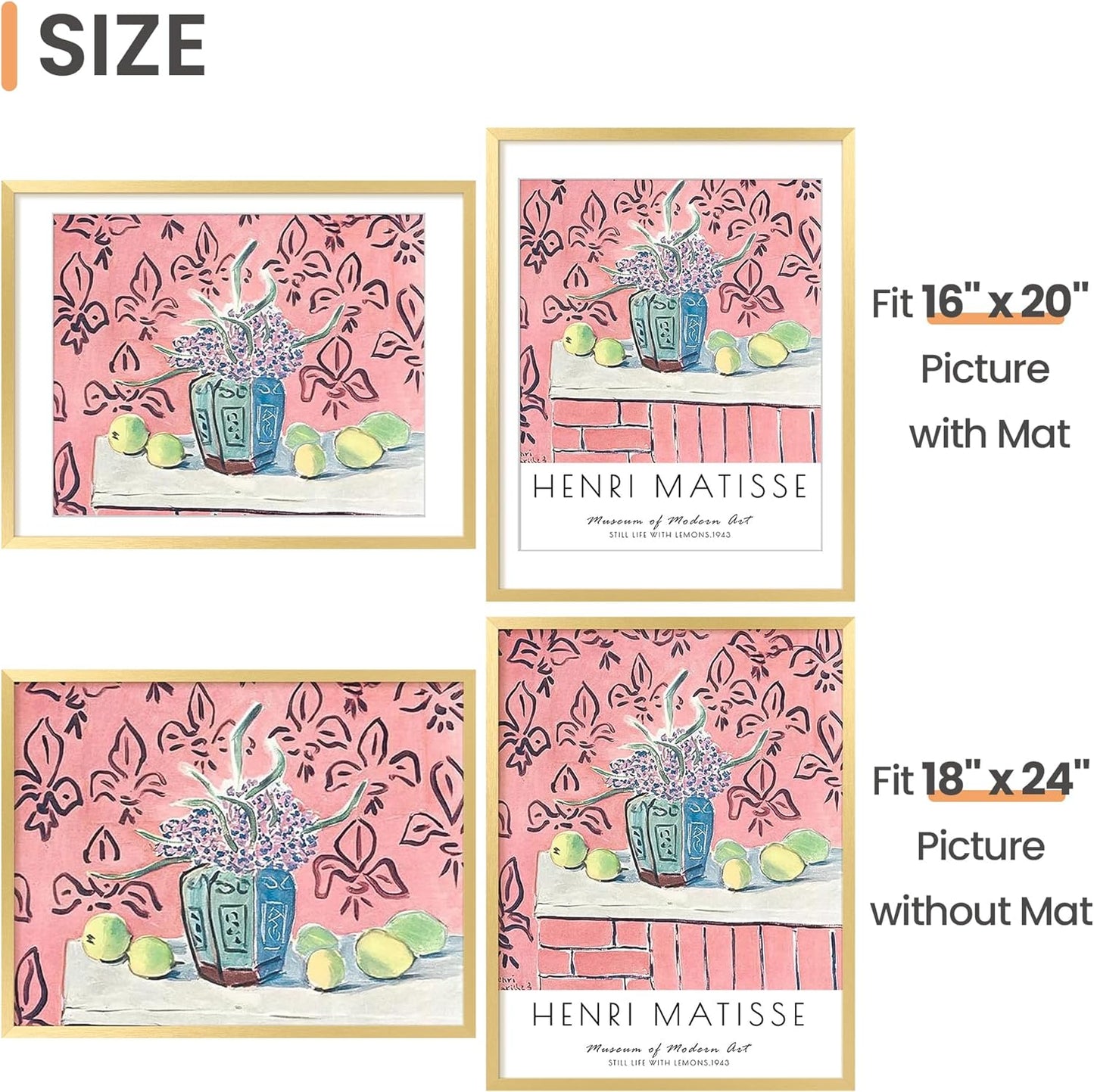 upsimples 8x10 Picture Frame, Display Pictures 5x7 with Mat or 8x10 Without Mat, Wall Hanging Photo Frame, Black, 1 Pack - Colors B
