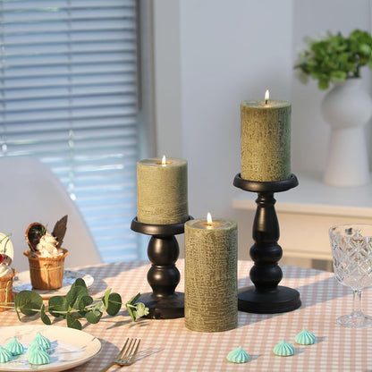 Sage Green Pillar Candles Set of 3 - Hand-Poured Unscented Candles,Smokeless Dripless Candles for Dinner Table and Home, Set of 3 in Different Sizes (3"x4", 3"x5", 3"x6")