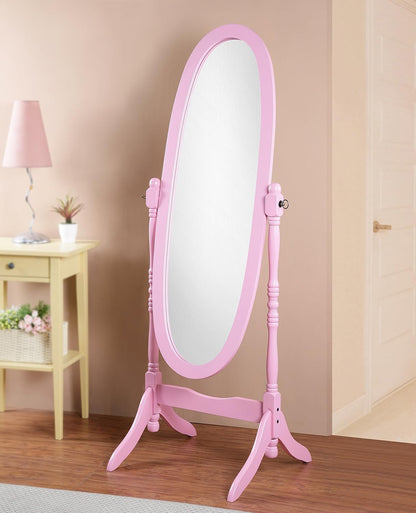 Roundhill Furniture Traditional Queen Anna Style Wood Floor Cheval Mirror, Cherry Finish