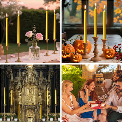 Everymoment Ivory Taper Candles - 4 Pack 10 Inch Candlesticks - Dripless & Smokeless Tapered Candle 8 Hours Unscented Cream Candle Sticks - Perfect for Wedding Holiday Dinner Party Home Decor